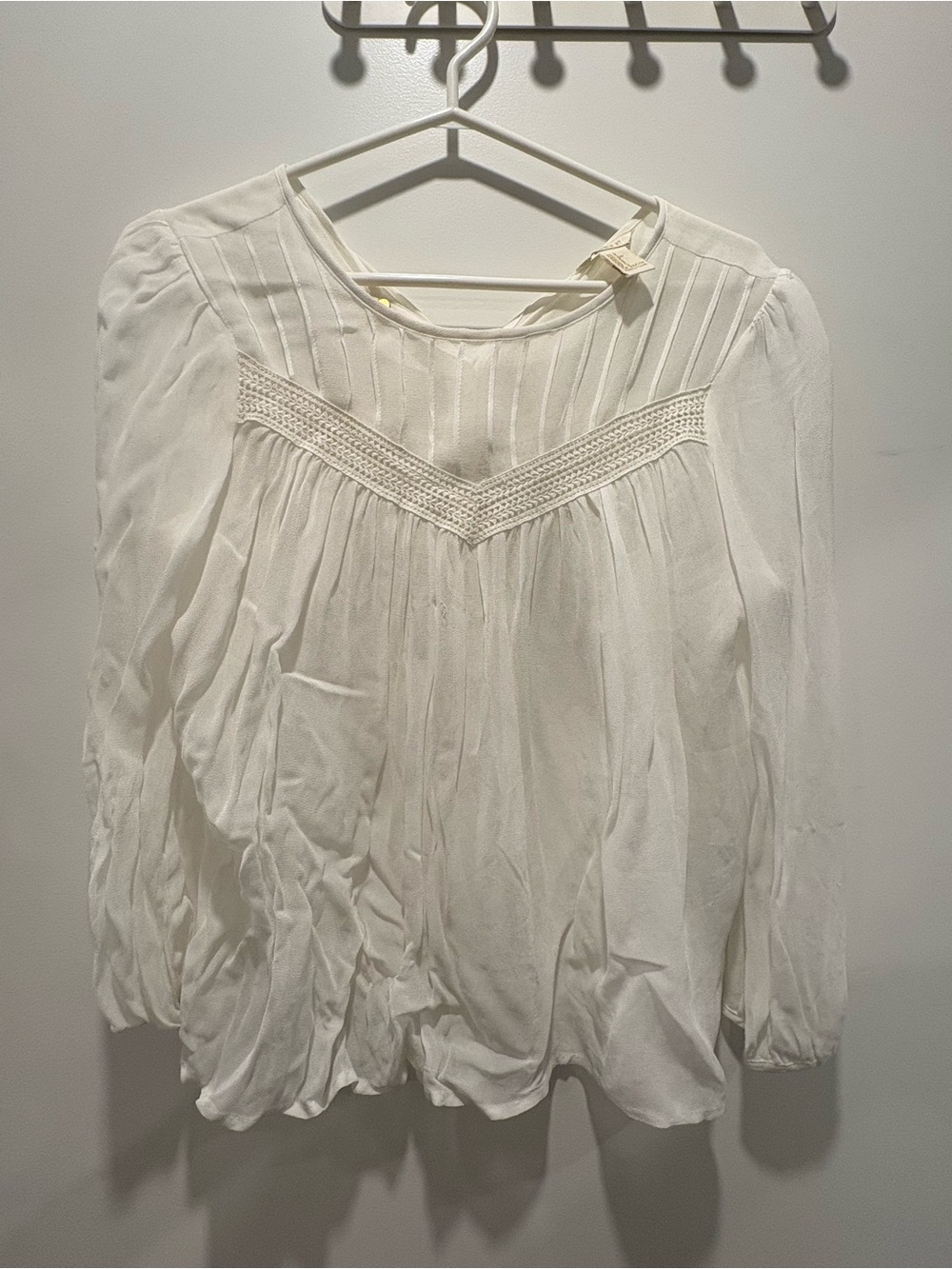 Forever 21 White Crochet Trim Peasant Blouse